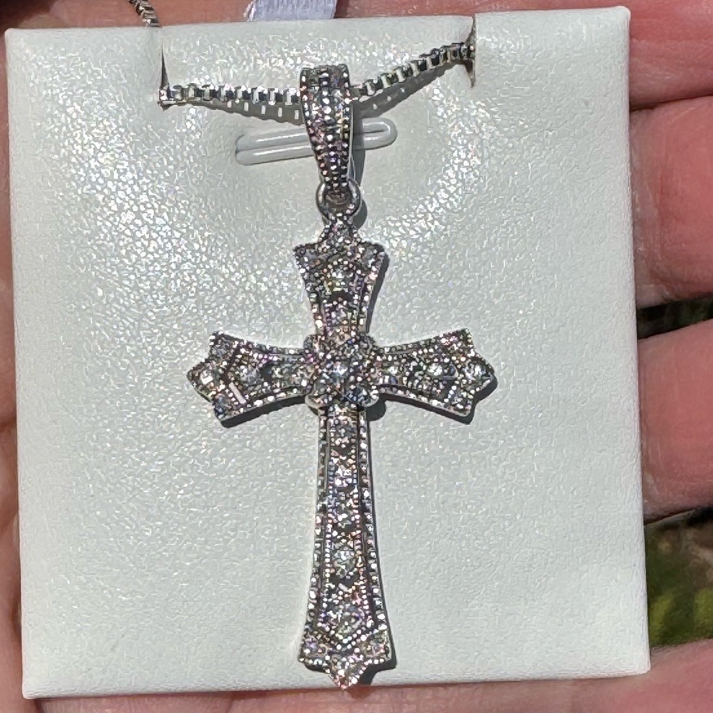 925 Affinity Diamond Cross Enhancer Necklace - image 6